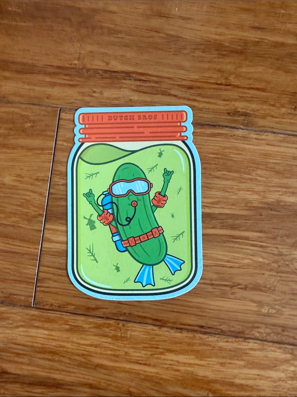 Dutch Bros Jar Pickle Diver Sticker - Lime, Orange, Blue